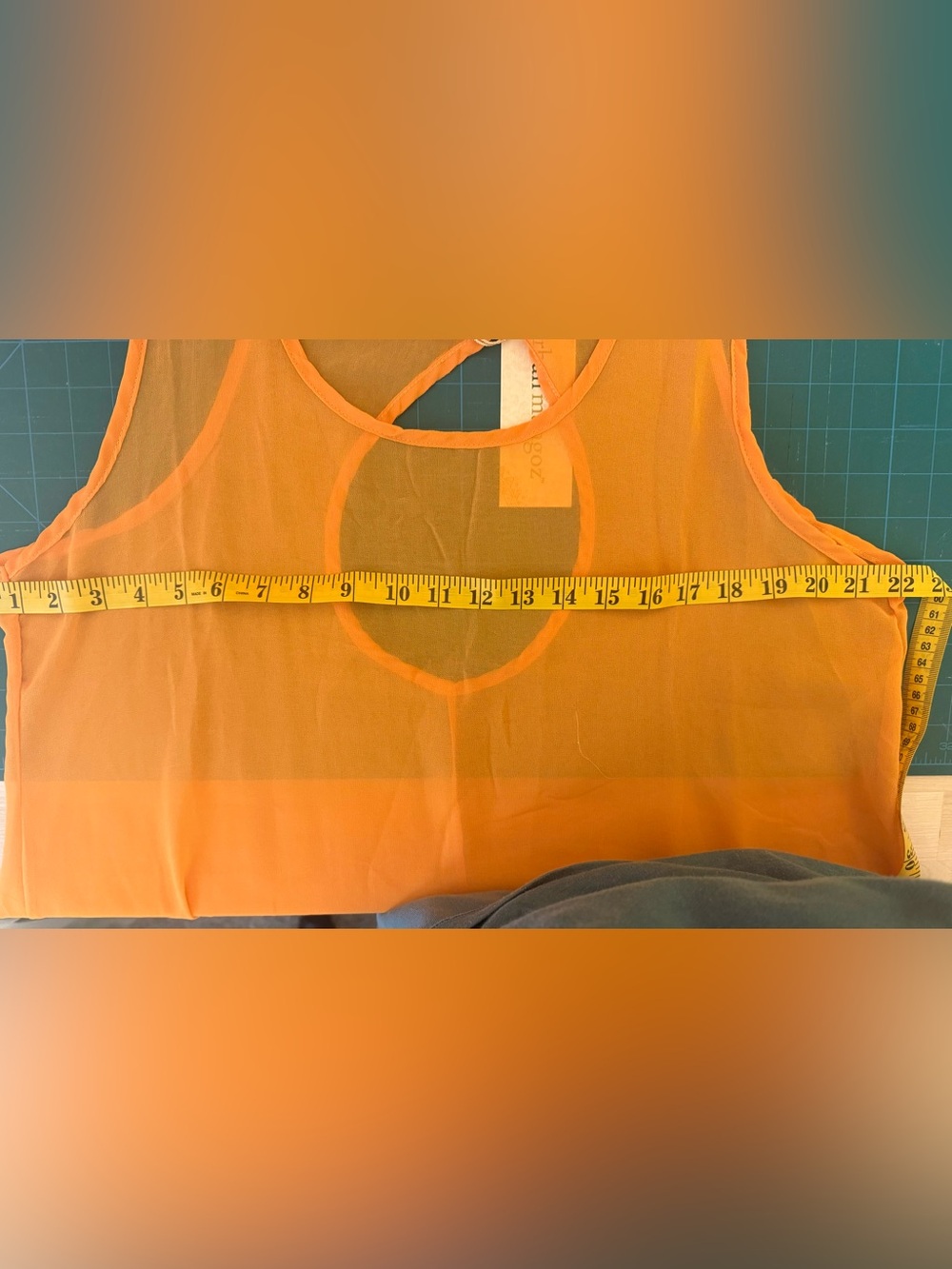 Brand New w/Tags 100% Silk Women’s Orange Sleeveless sheer Tunic Cover Up - Picture 6 of 7